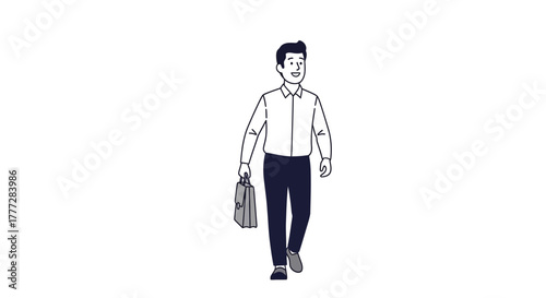 Stylish line art illustration of a professional man confidently heading to work or a business