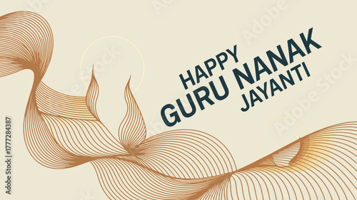 Happy Guru Nanak Jayanti Floral Line Art Vector Design