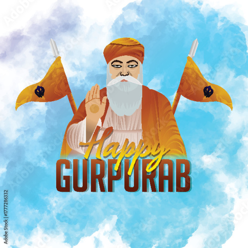 Happy guru nanak jayanti celebration greeting card