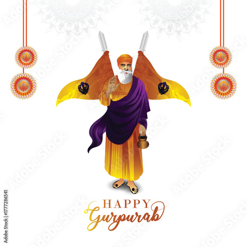 Sikh festival happy guru nanak jayanti background