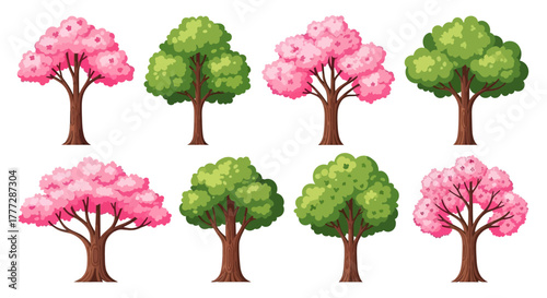 Assorted Trees in Blossom and Foliage A Collection of Decorative Illustrations