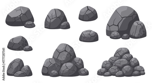 Cartoon rock collection for design elements, nature illustrations, graphic projects, and diverse uses