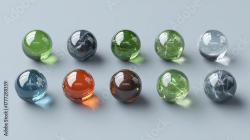 glass marbles on a white background