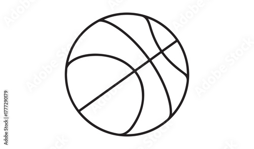 Simple outline drawing of a basketball on a white background