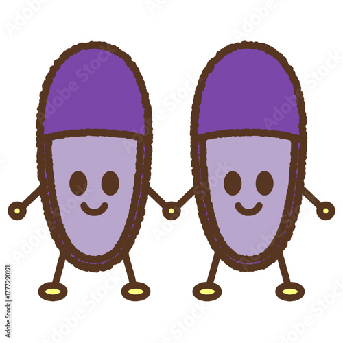 キャラクター風の単品アイコンイラスト　スリッパ