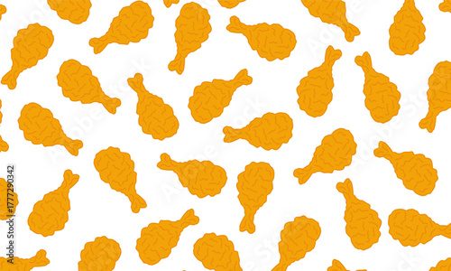 Fried Chicken seamless pattern. Crispy Drumstick Seamless Vector Design. fried chicken on transparent background. Perfect for fast food branding, packaging, restaurant menus