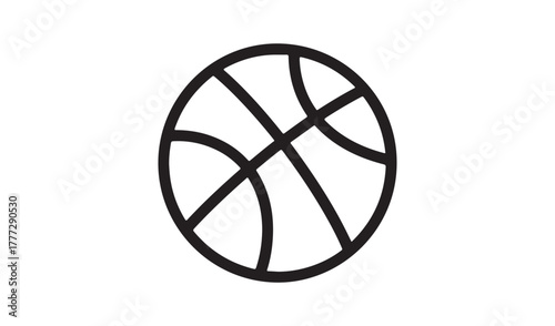 Simple hand drawn line art basketball icon on white background