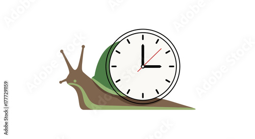 Concept illustration depicting the passage of time slowly represented by snail pace movement