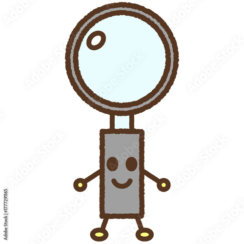 キャラクター風の単品アイコンイラスト　虫眼鏡