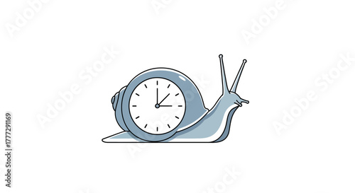 Conceptual illustration depicting the slow passage of time represented by a snail with clock shell