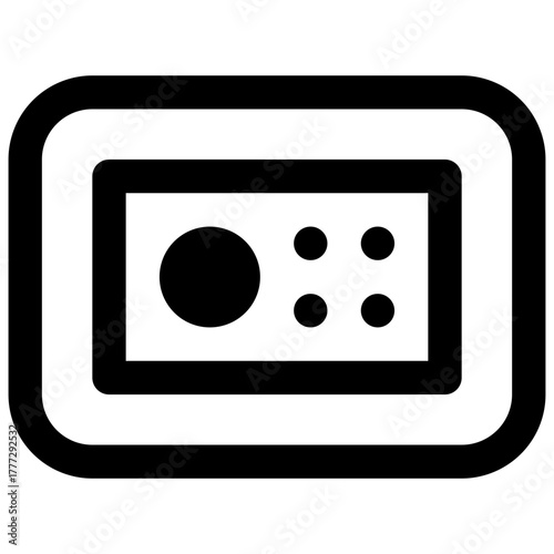 Safe deposit box. Outlined stroke vector icon with black-filled details.