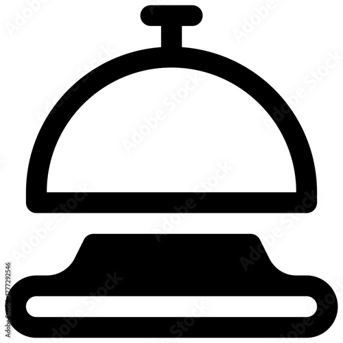 Reception bell. Outlined stroke vector icon with black-filled details.
