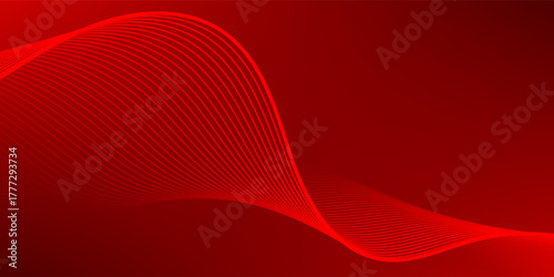 Elegant red vector background with flowing curved lines creating a smooth wave effect. Ideal for modern designs, tech themes, and dynamic visual compositions.