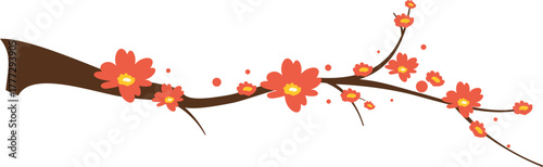 Branch Flower Lunar New Year Illustration