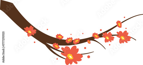 Branch Flower Lunar New Year Illustration