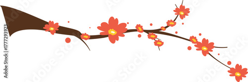 Branch Flower Lunar New Year Illustration