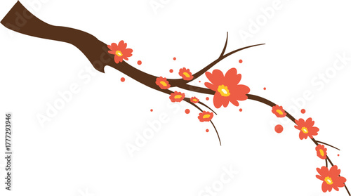 Branch Flower Lunar New Year Illustration