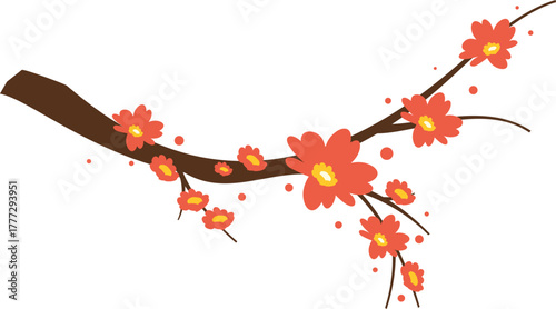 Branch Flower Lunar New Year Illustration