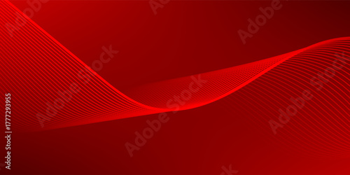 Elegant red vector background with flowing curved lines creating a smooth wave effect. Ideal for modern designs, tech themes, and dynamic visual compositions.
