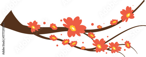 Branch Flower Lunar New Year Illustration