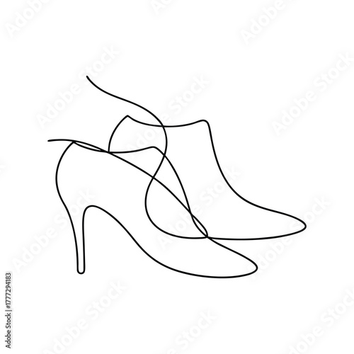 Continuous line drawing of elegant female high heel footwear