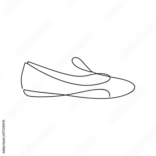 Continuous line drawing of a stylish ballet flat shoe vector art