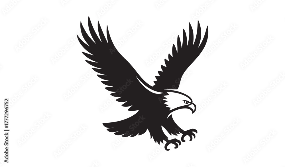 Fototapeta premium Majestic bald eagle in flight with wings spread wide