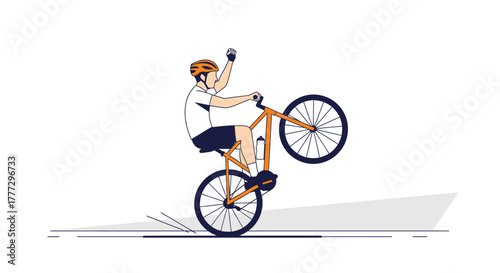Stylized cycling illustration displaying balance and skill with clean lines and modern aesthetics