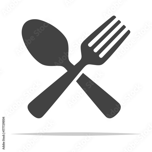 Crossed fork and spoon icon vector isolated