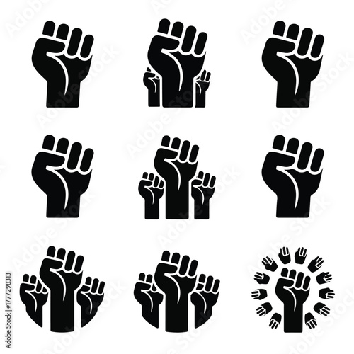 Power and Solidarity Fist Icon Set