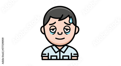 Cartoon illustration depicting fatigue, with a character showing signs of exhaustion and