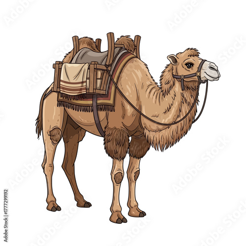 Sturdy Camel With Pack Saddle Ready for a Long Desert Journey Stock Photography