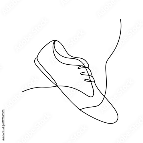 Continuous line illustration of classic lace-up dress shoe