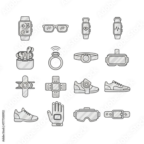 Collection of Modern Wearable Technology and Smart Devices.