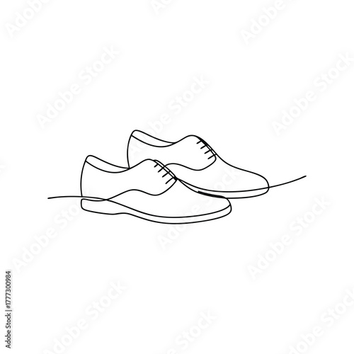Continuous line drawing of men's formal dress shoes footwear