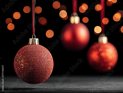Christmas ball on a black b...