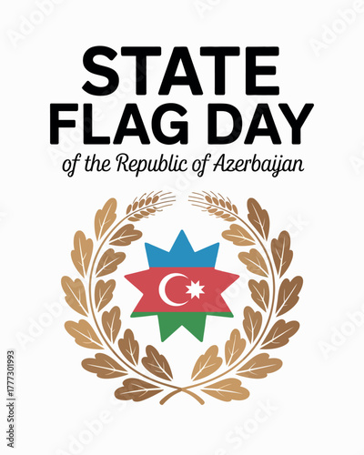 State Flag Day Azerbaijan Republic National Celebration Poster