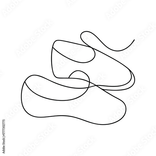 Continuous line drawing of a pair of minimalist shoes vector