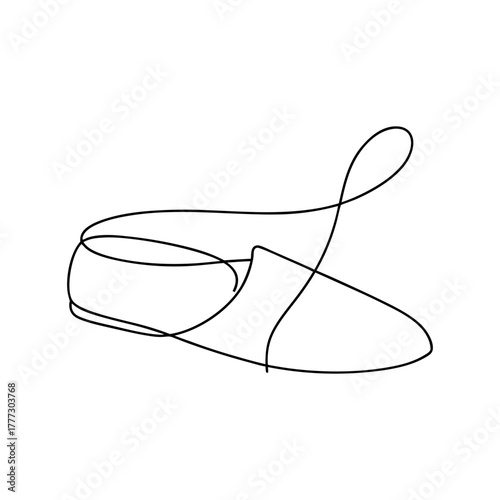 Continuous one line drawing minimalist fashion slipper icon