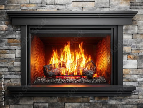fireplace isolated on white