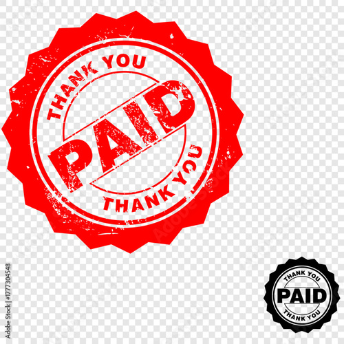 Paid, red rubber stamp. Vector