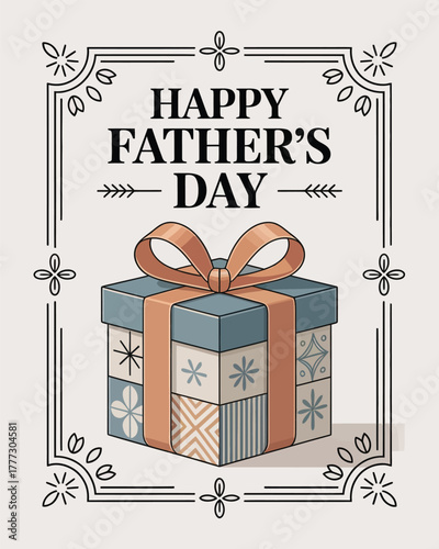 Happy Father's Day Floral Gift Box Illustration