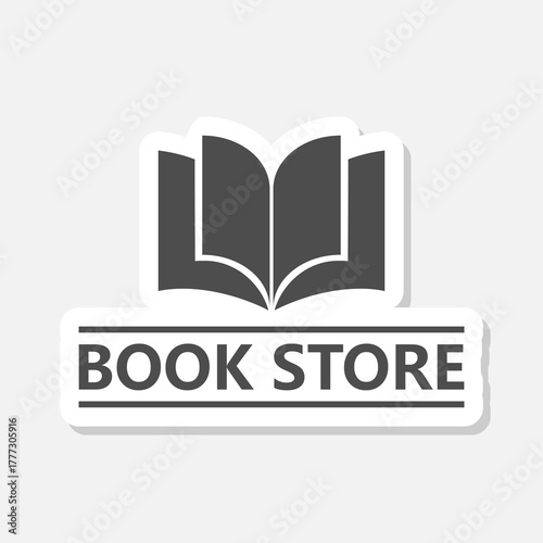 Book store logo sticker isolated on gray background