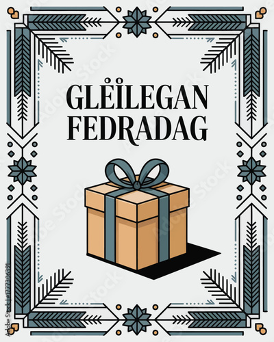 Gleílegan Fedrardag Father's Day Gift Box Illustration