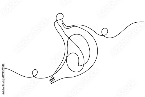 Stomach anatomy continuous one line drawing on white background minimalist digestive organ outline vector illustration