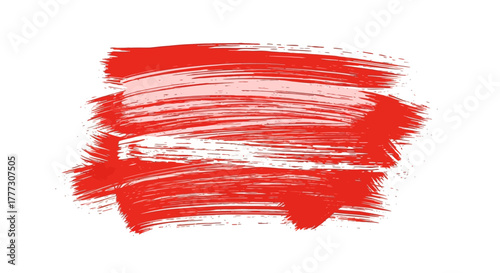 Abstract splash of vibrant red paint with visible brushstrokes on a clean white canvas