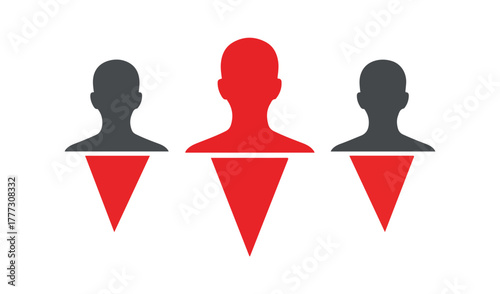 Red leader stands out from grey followers in stylized graphic