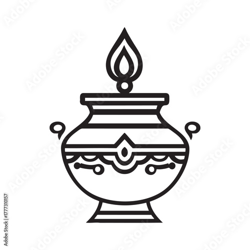 Antique isolated brown ceramic clay pot and old copper cooking container object