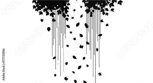 Abstract cascade of falling leaves creating a dramatic waterfall effect