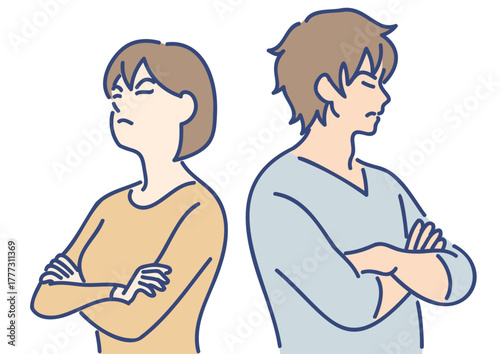 若い夫婦喧嘩のイラスト　ai
